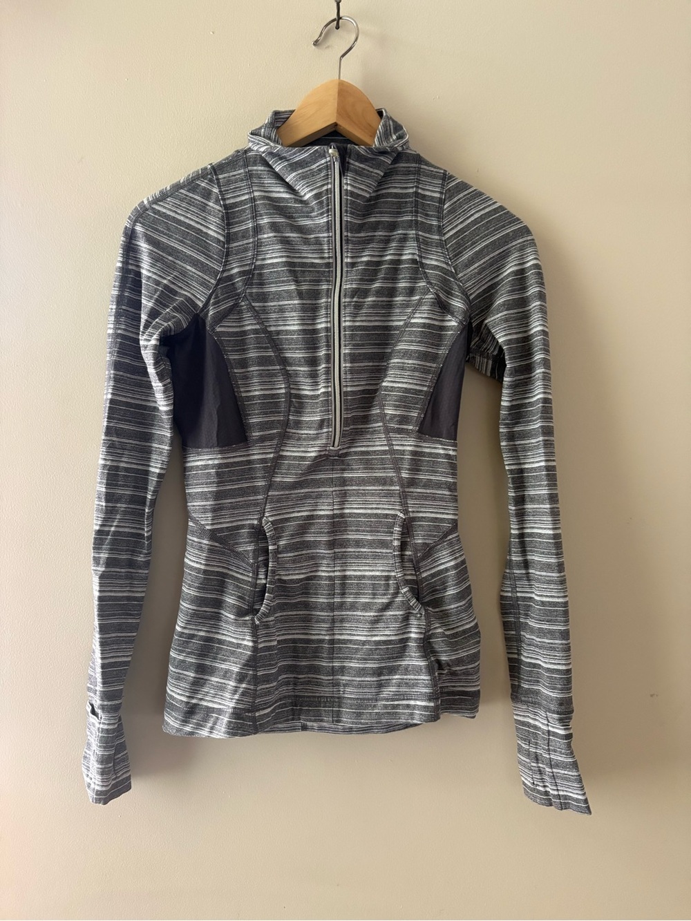 lululemon athletica Gray Striped Half-Zip Hoodie